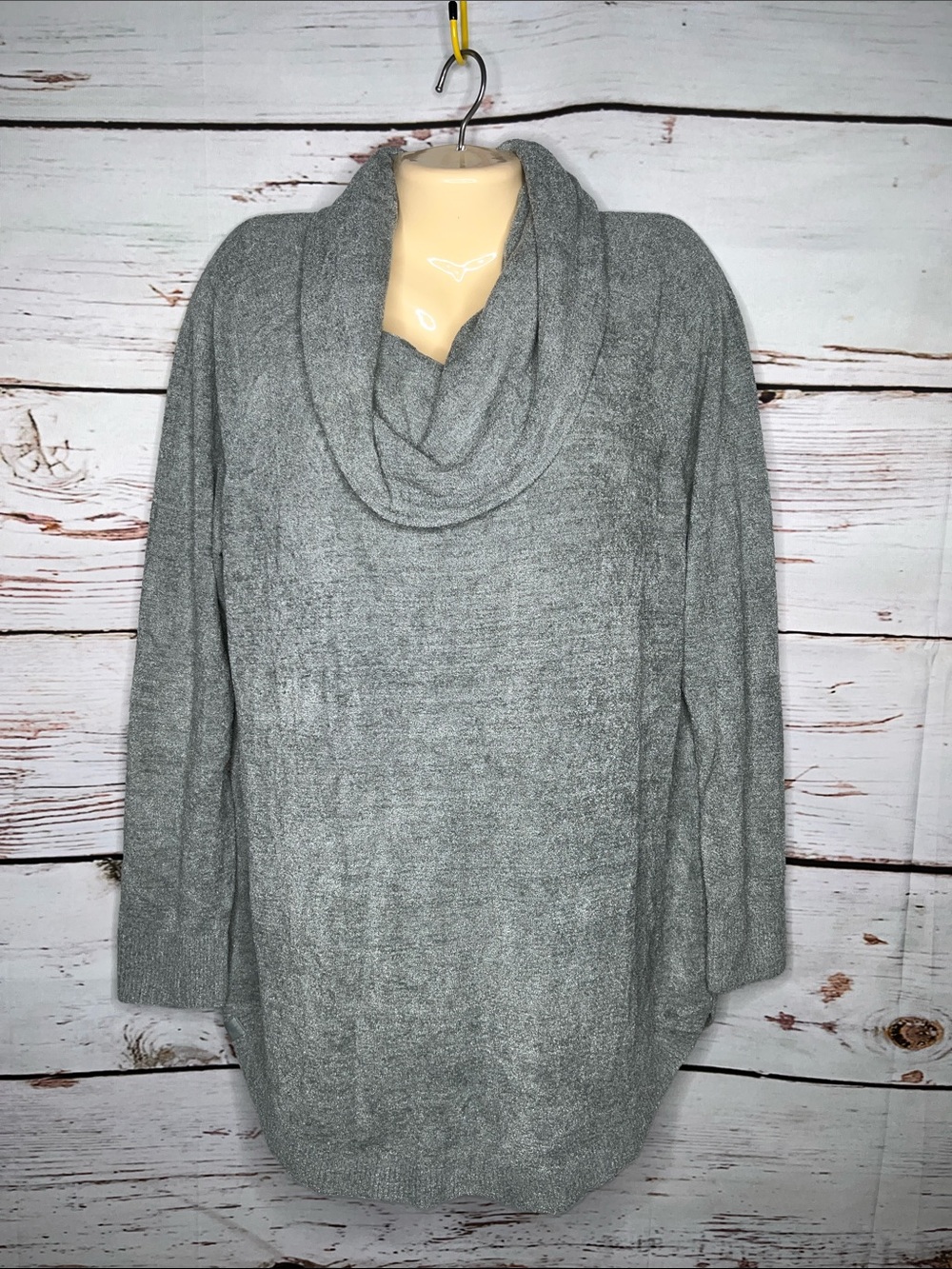 Barefoot Dreams NWT Size L Faded Jade Green Coastal Cowl Neck Tunic Sweater Top